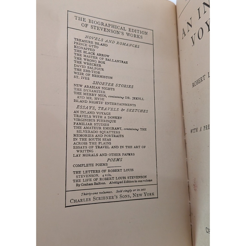 Charles Scribner's Sons An Inland Voyage 1923 Robert Louis Stevenson Red Fair - Picture 6 of 8